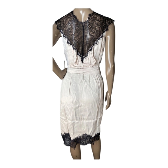 By Anthropologie Sleeveless V-Neck Lace Wrap Midi Dress Blush Pink Sz Small - Picture 6 of 11